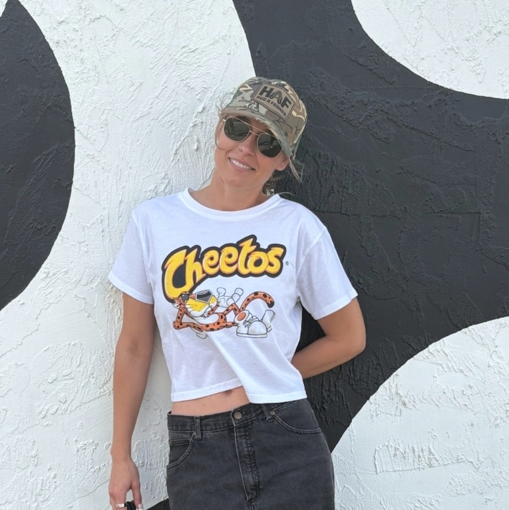 EUC Cheetos Graphic Crop Top - White